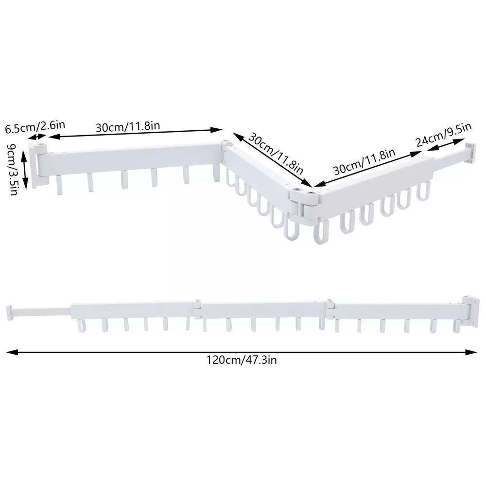 Retractable Cloth Drying Rack, Folding Clothes Hanger, Wall Mount