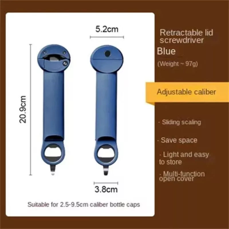 Retractable Bottle Opener - Adjustable Lid Multifunctional Retractable Can Opener
