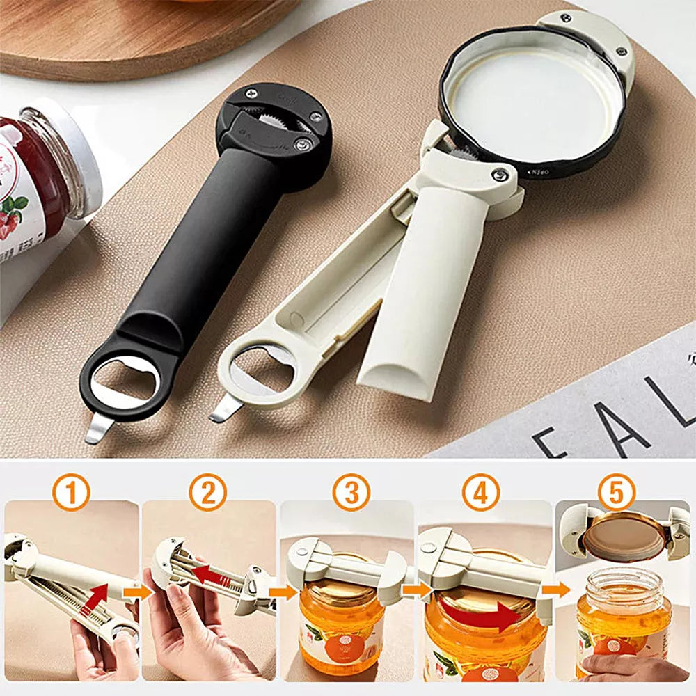 Retractable Bottle Opener - Adjustable Lid Multifunctional Retractable Can Opener