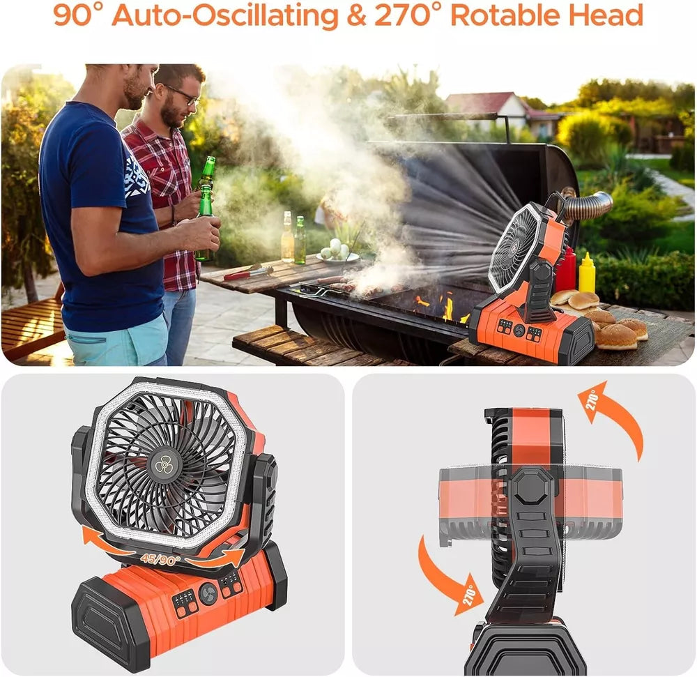 Rechargeable Portable Camping Fan - Ceiling Fan with Light and Remote Control