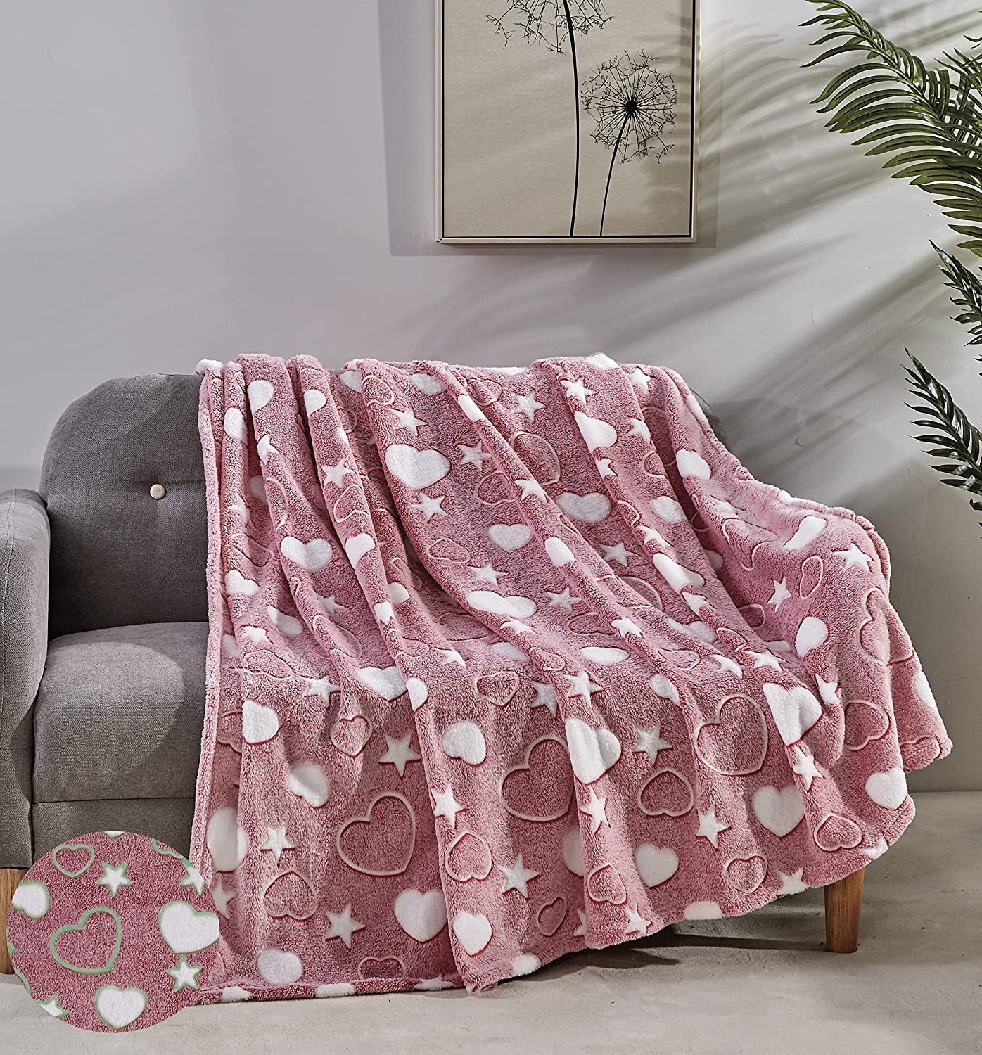 Luminous Blanket - Moon Star Design Warm Flannel Glow In The Dark Blanket