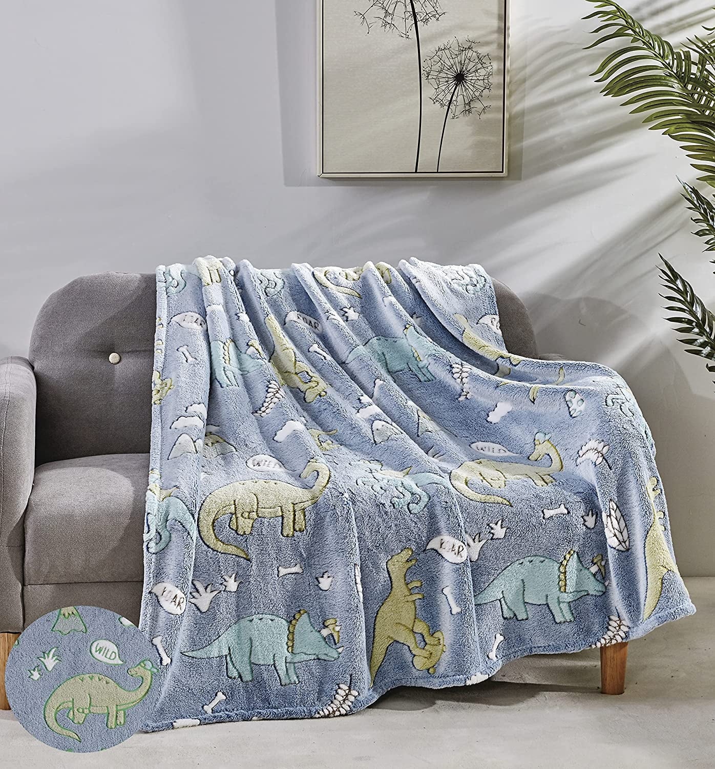 Luminous Blanket - Moon Star Design Warm Flannel Glow In The Dark Blanket