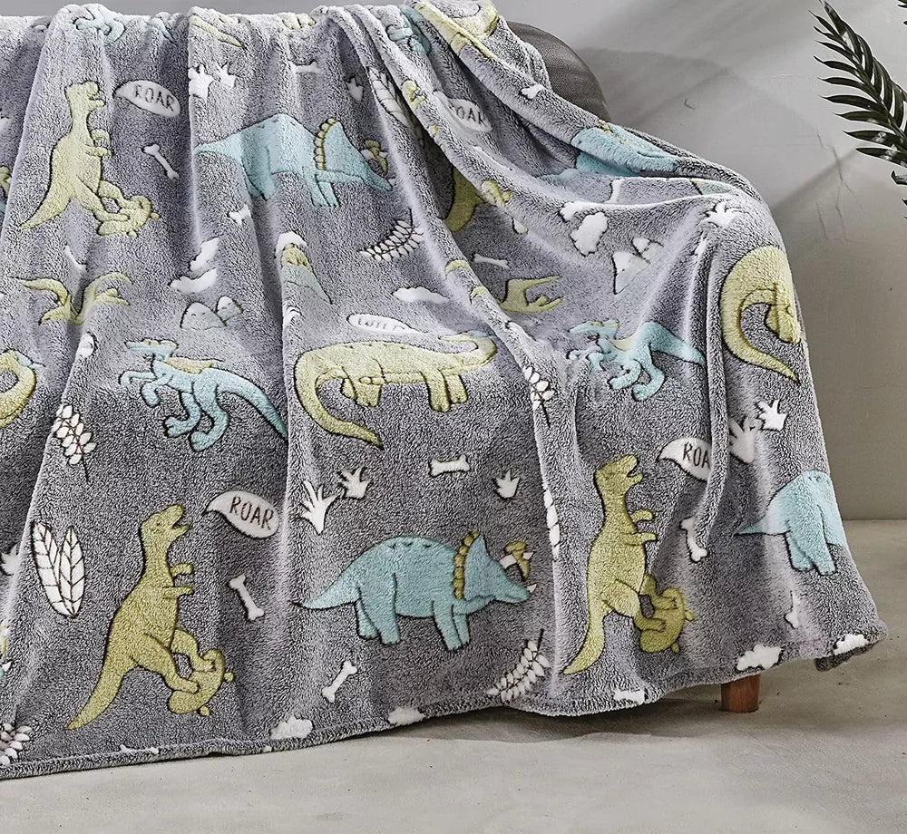 Luminous Blanket - Moon Star Design Warm Flannel Glow In The Dark Blanket
