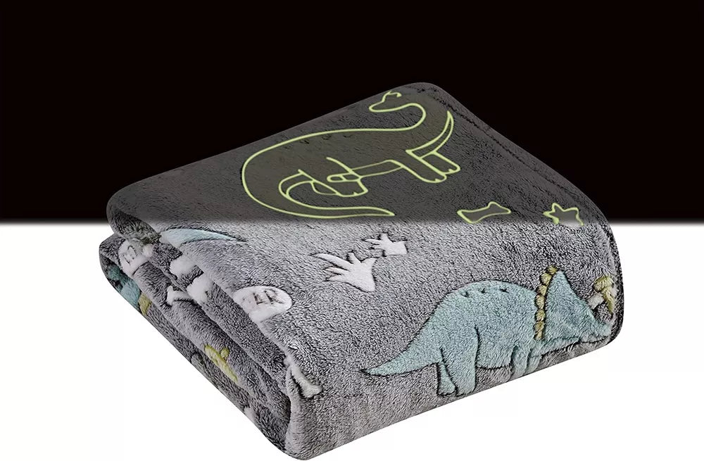 Luminous Blanket - Moon Star Design Warm Flannel Glow In The Dark Blanket
