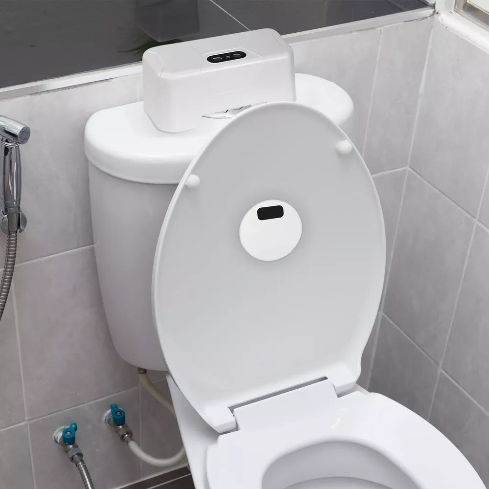 Touchless Intelligent Auto-Flush Sensor - Adjustable Automatic Motion Sensor Toilet Flush Kit Powered by Batteries