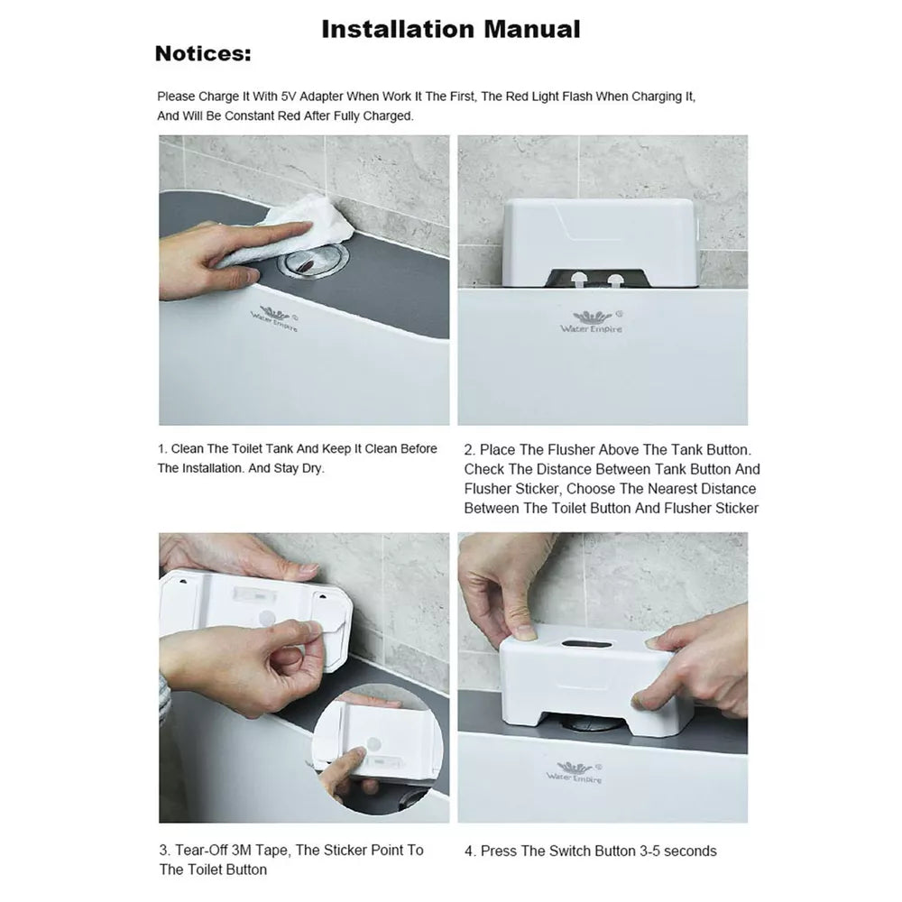 Touchless Intelligent Auto-Flush Sensor - Adjustable Automatic Motion Sensor Toilet Flush Kit Powered by Batteries