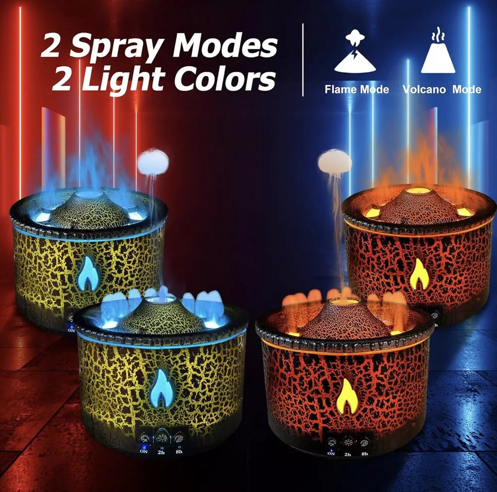 Volcano Aroma Diffuser - Humidifier Flame and Volcano for Bedroom, Living Room, Office, Spa & Yoga