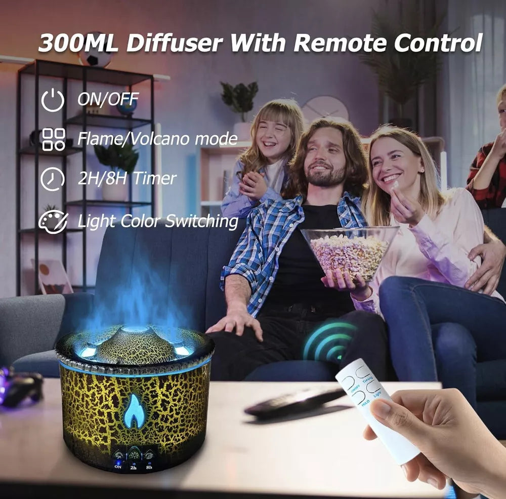 Volcano Aroma Diffuser - Humidifier Flame and Volcano for Bedroom, Living Room, Office, Spa & Yoga