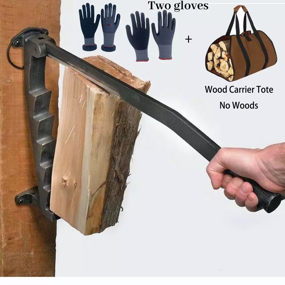 Hanging Carbon Steel Firewood Chopping Machine - Portable Wall Mounted Wood Kindling Splitter