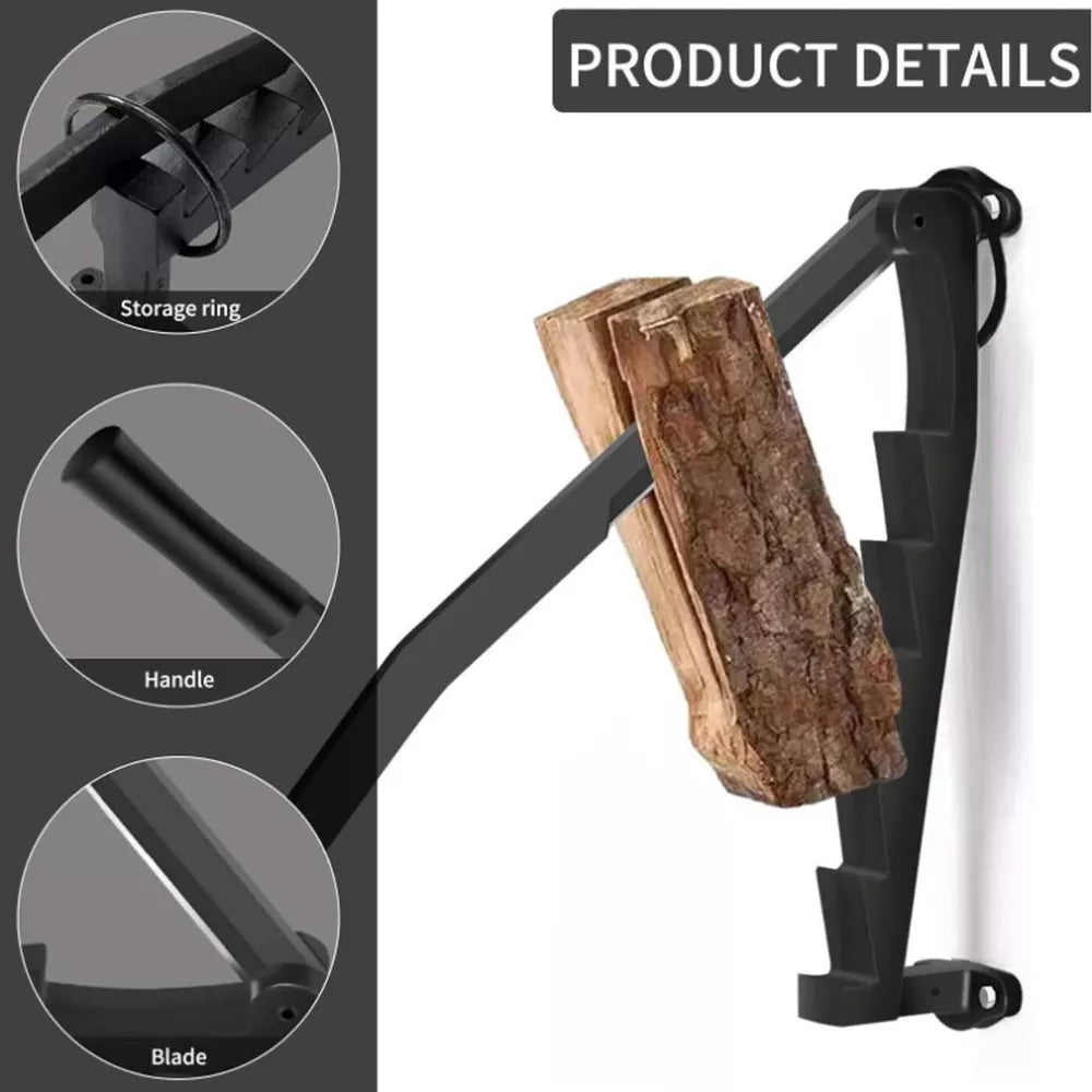 Hanging Carbon Steel Firewood Chopping Machine - Portable Wall Mounted Wood Kindling Splitter