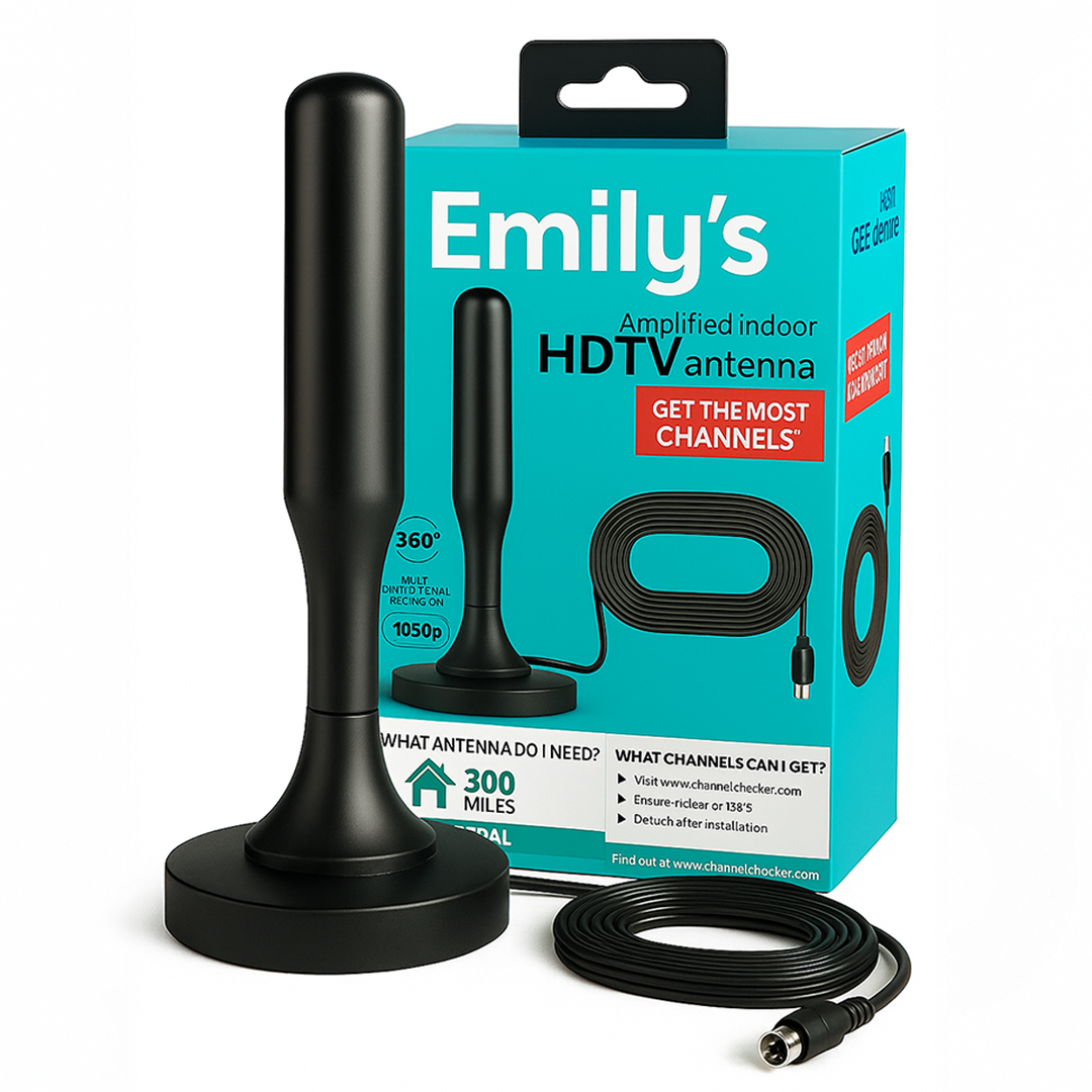 Emily's HDTV 4K Magnetic Digital Antenna - 300 Mile Range Indoor TV Antenna for Free Local Channels