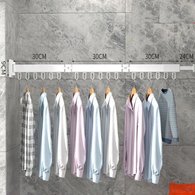 Retractable Cloth Drying Rack, Folding Clothes Hanger, Wall Mount