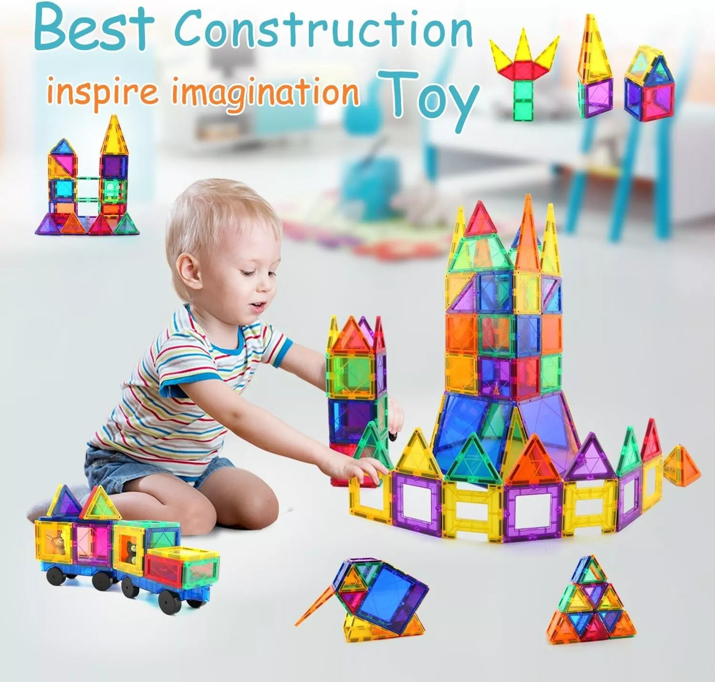 Magnetic Building Tiles Transparent Blocks Toy