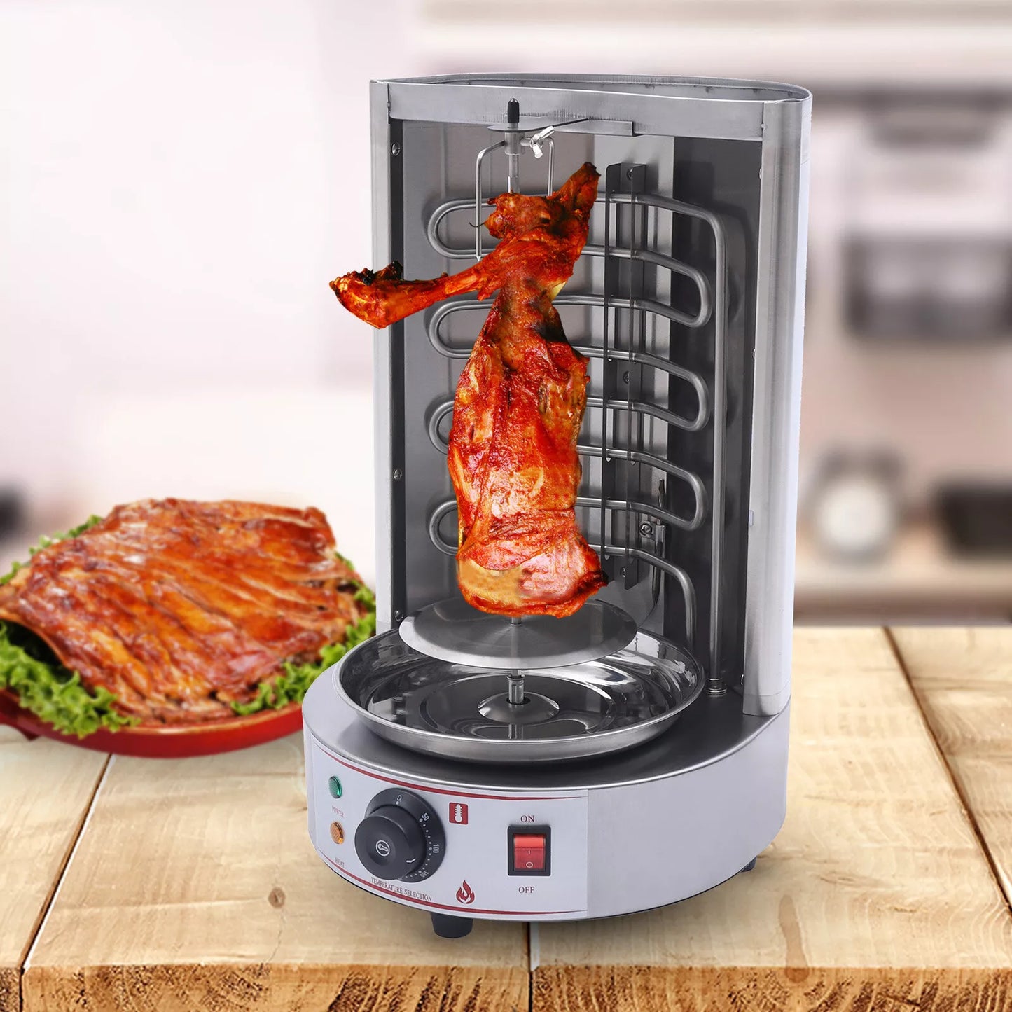 Electric Vertical Broiler Gyro Grill Shawarma Machine - Kebab Machine Stainless Steel for Rotisserie Restaurant, Home & Kitchen