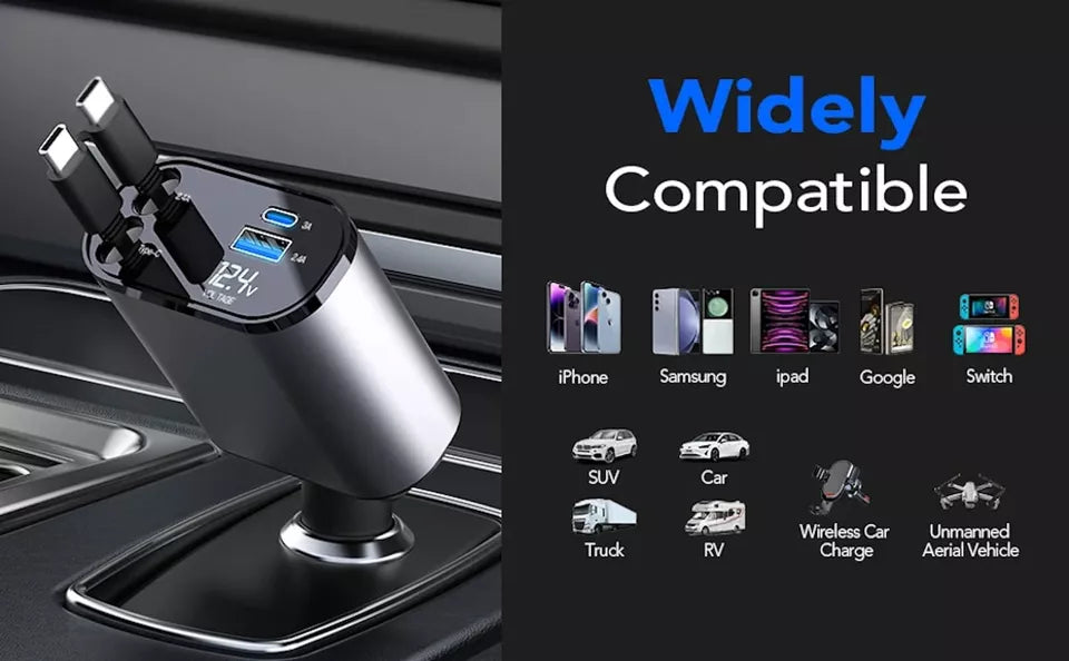4 In 1 Retractable Car Charger