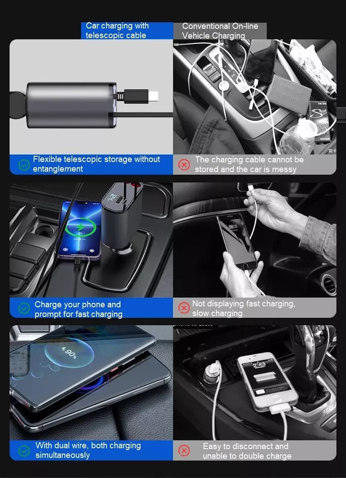 4 In 1 Retractable Car Charger