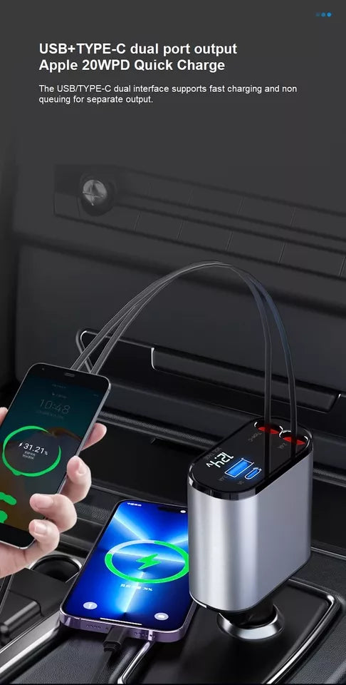 4 In 1 Retractable Car Charger