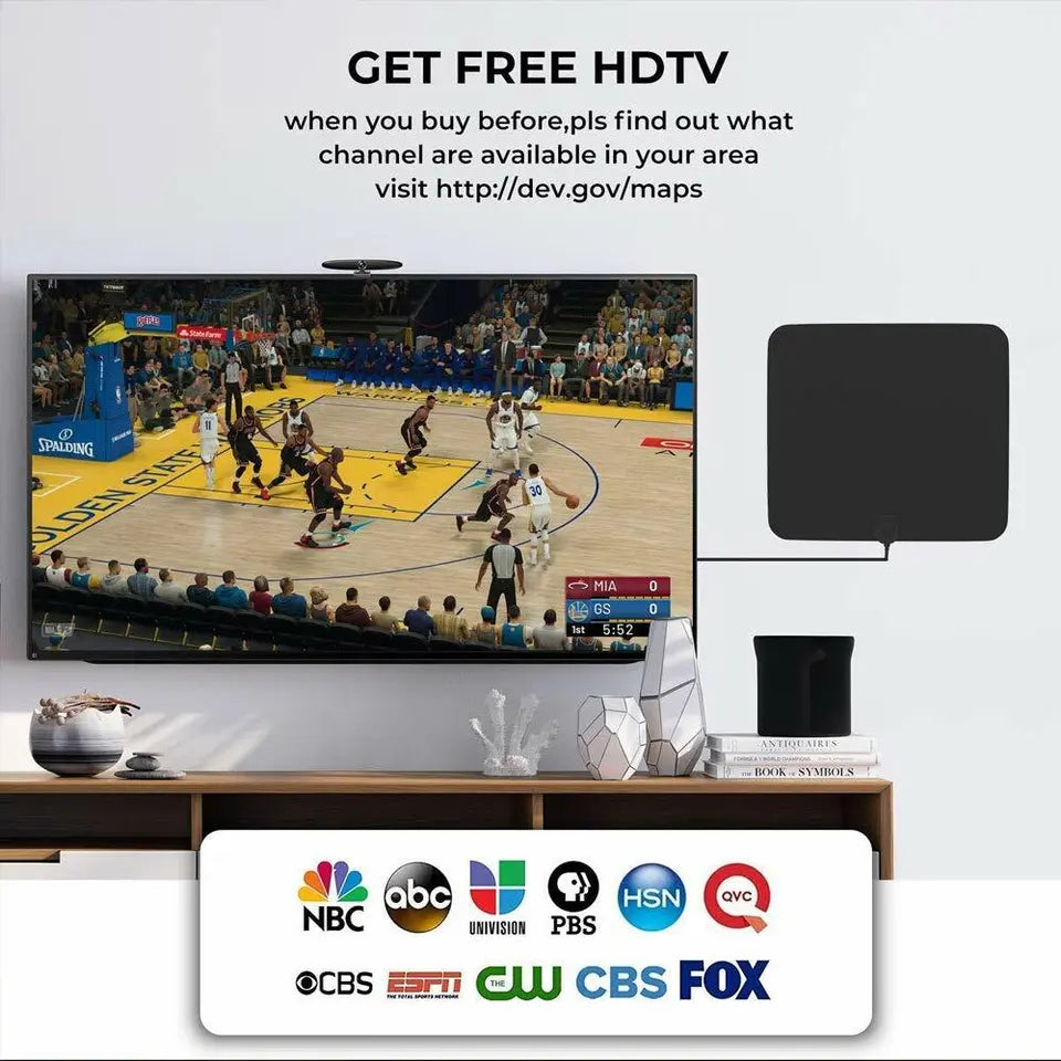 300 Miles Indoor Digital Amplified HDTV Antenna W/ Signal Booster