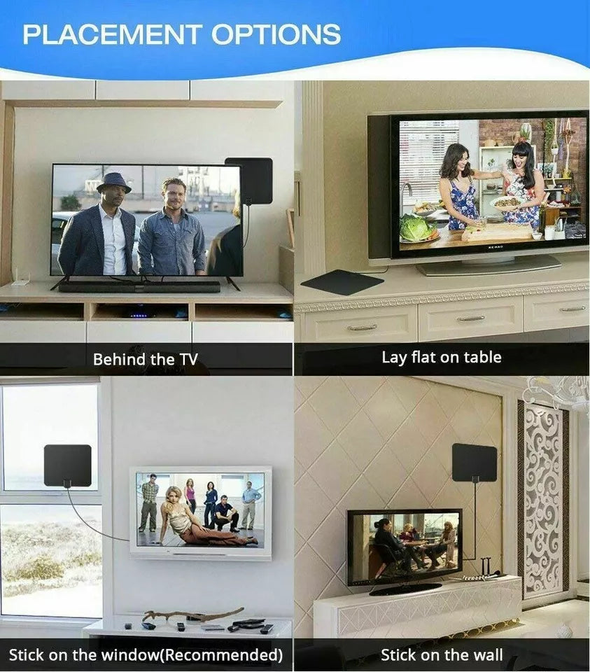 300 Miles Indoor Digital Amplified HDTV Antenna W/ Signal Booster