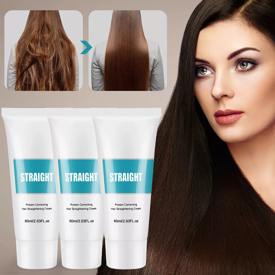 Protein Hair Straightening Cream Silk Gloss Smooth Rough Hair Repair Straight