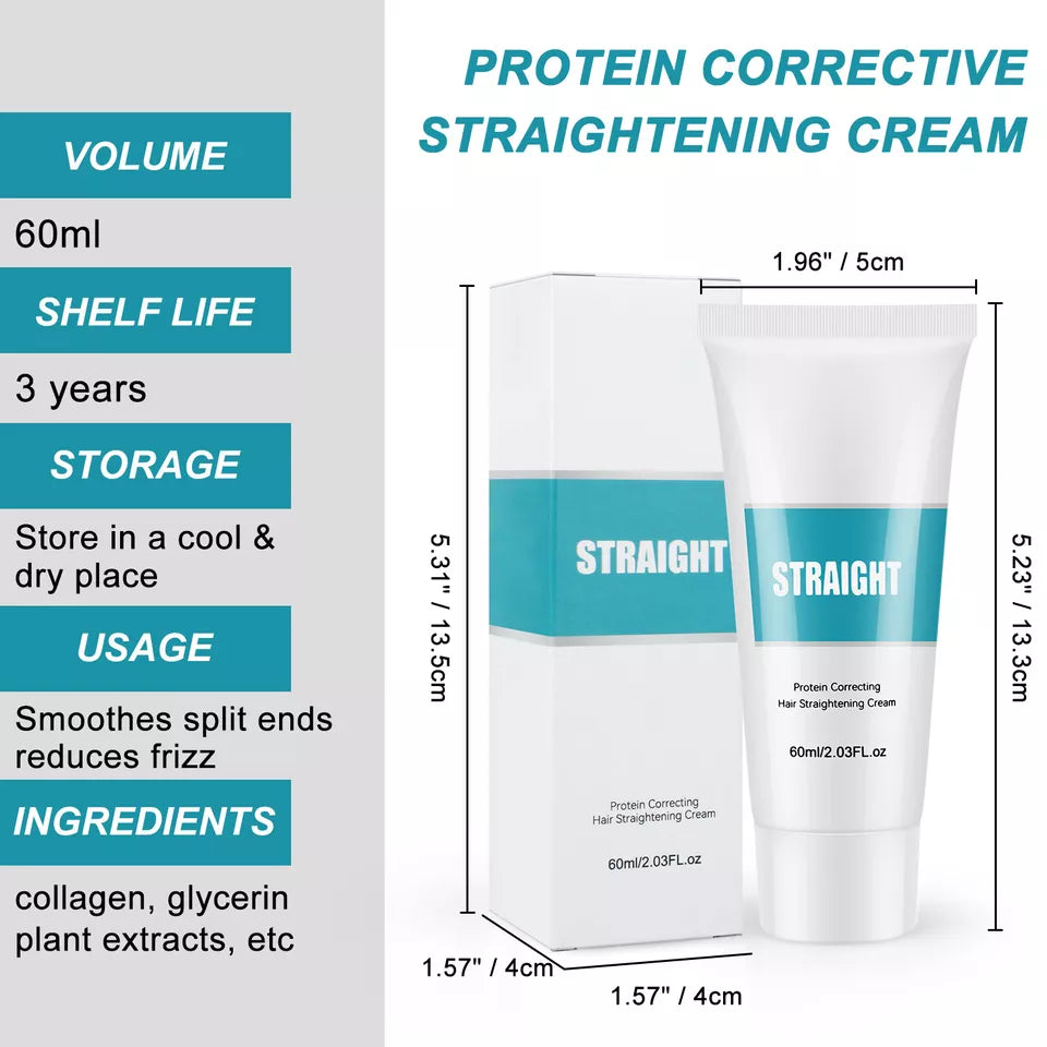 Protein Hair Straightening Cream Silk Gloss Smooth Rough Hair Repair Straight