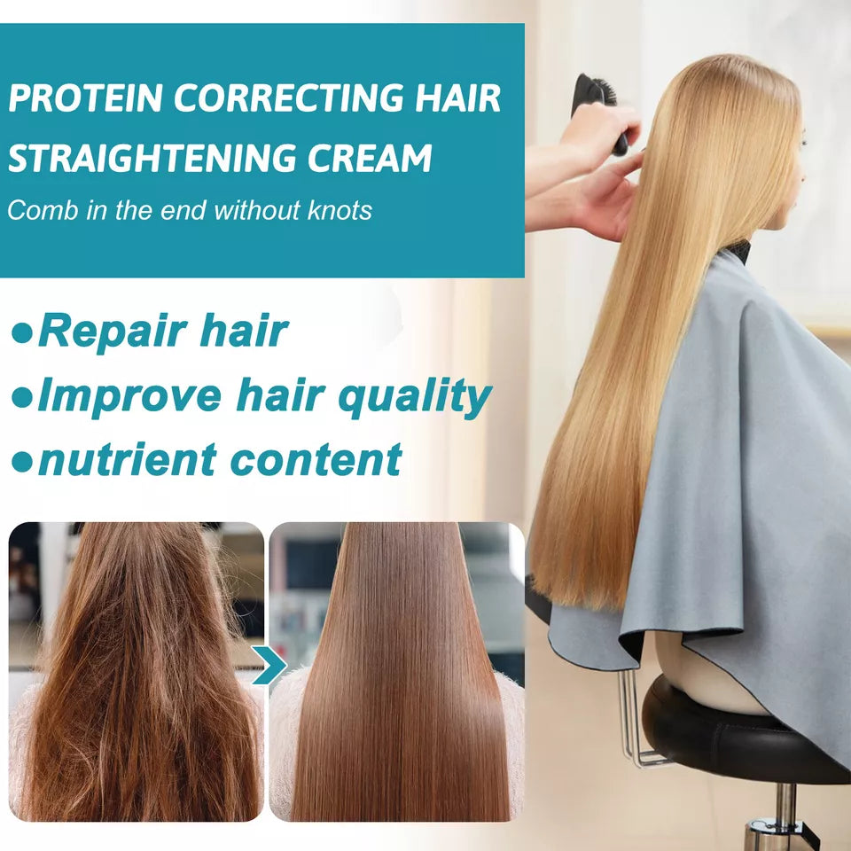 Protein Hair Straightening Cream Silk Gloss Smooth Rough Hair Repair Straight