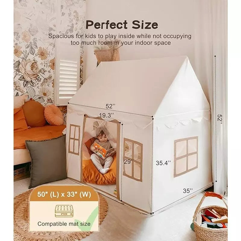 Large Kids Play Tent with Star String Lights