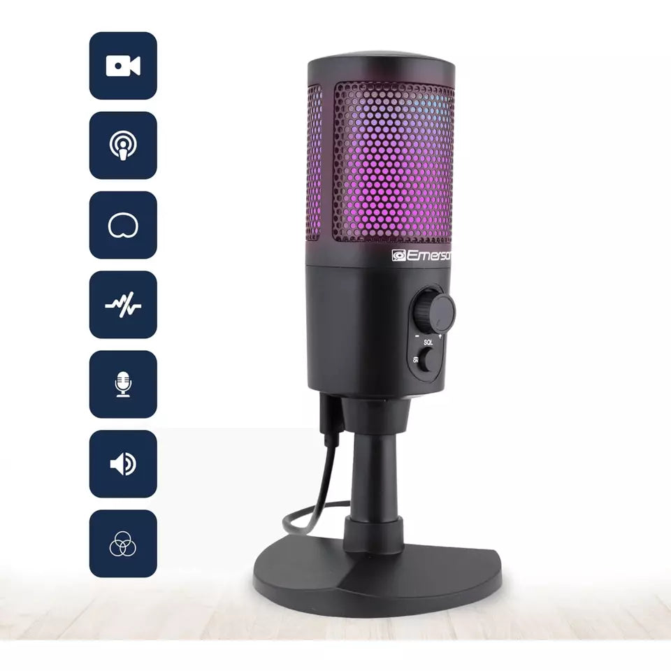 USB Gaming and Streaming Microphone with RGB Lighting