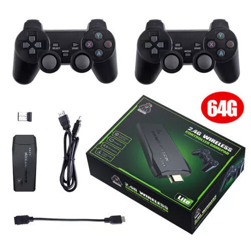 HDMI 4K TV Game Stick Console | 64GB with 20,000+ Retro Games & 2 Wireless Gamepads