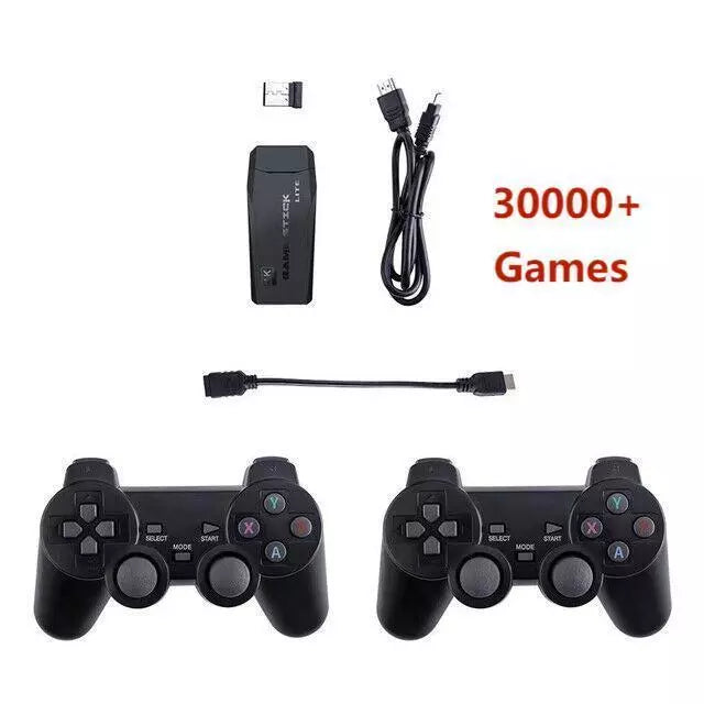 HDMI 4K TV Game Stick Console | 64GB with 20,000+ Retro Games & 2 Wireless Gamepads