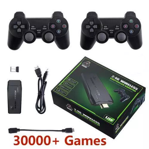 HDMI 4K TV Game Stick Console | 64GB with 20,000+ Retro Games & 2 Wireless Gamepads