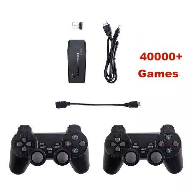 HDMI 4K TV Game Stick Console | 64GB with 20,000+ Retro Games & 2 Wireless Gamepads