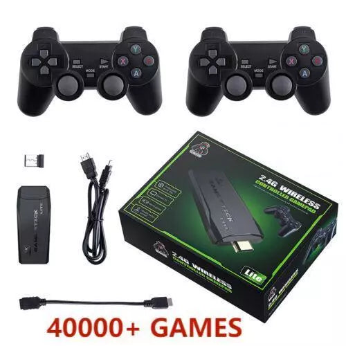 HDMI 4K TV Game Stick Console | 64GB with 20,000+ Retro Games & 2 Wireless Gamepads