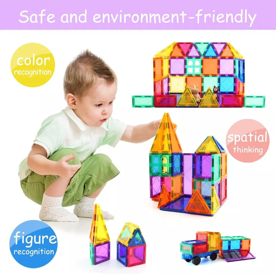 Magnetic Building Tiles Transparent Blocks Toy