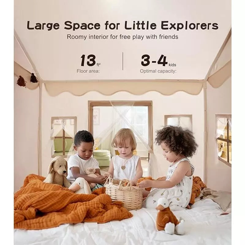 Large Kids Play Tent with Star String Lights