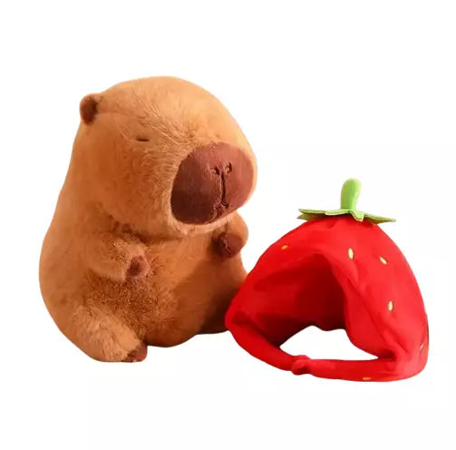 Capybara Plush Strawberry Hat