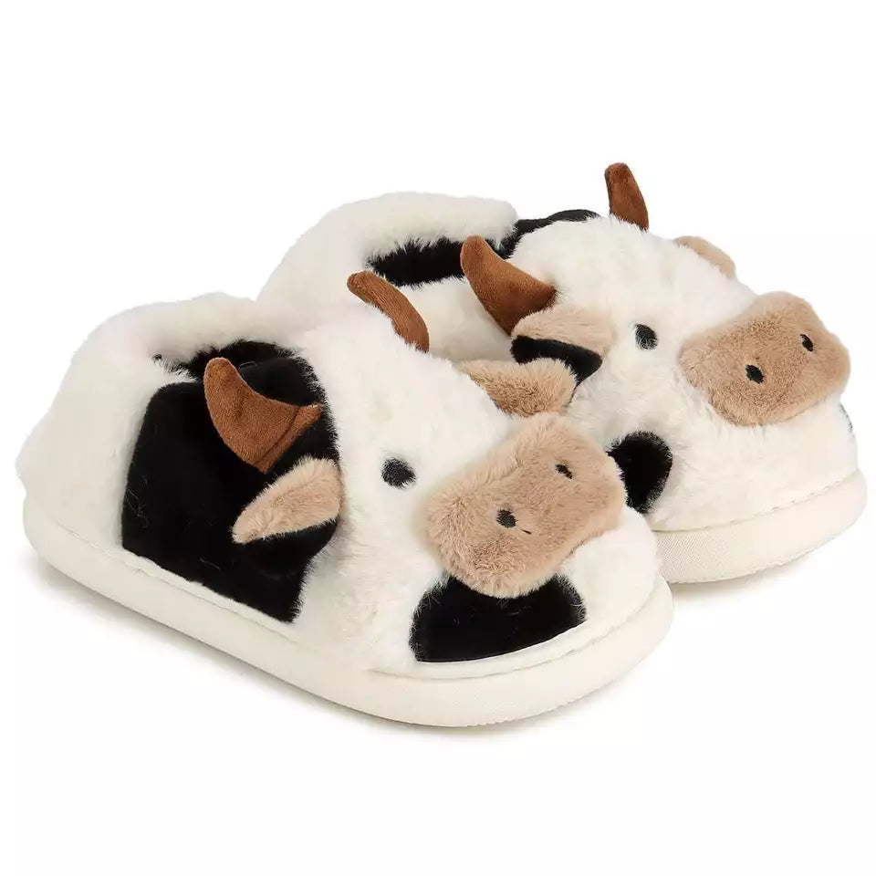 Cartoon Cow Plush Slippers