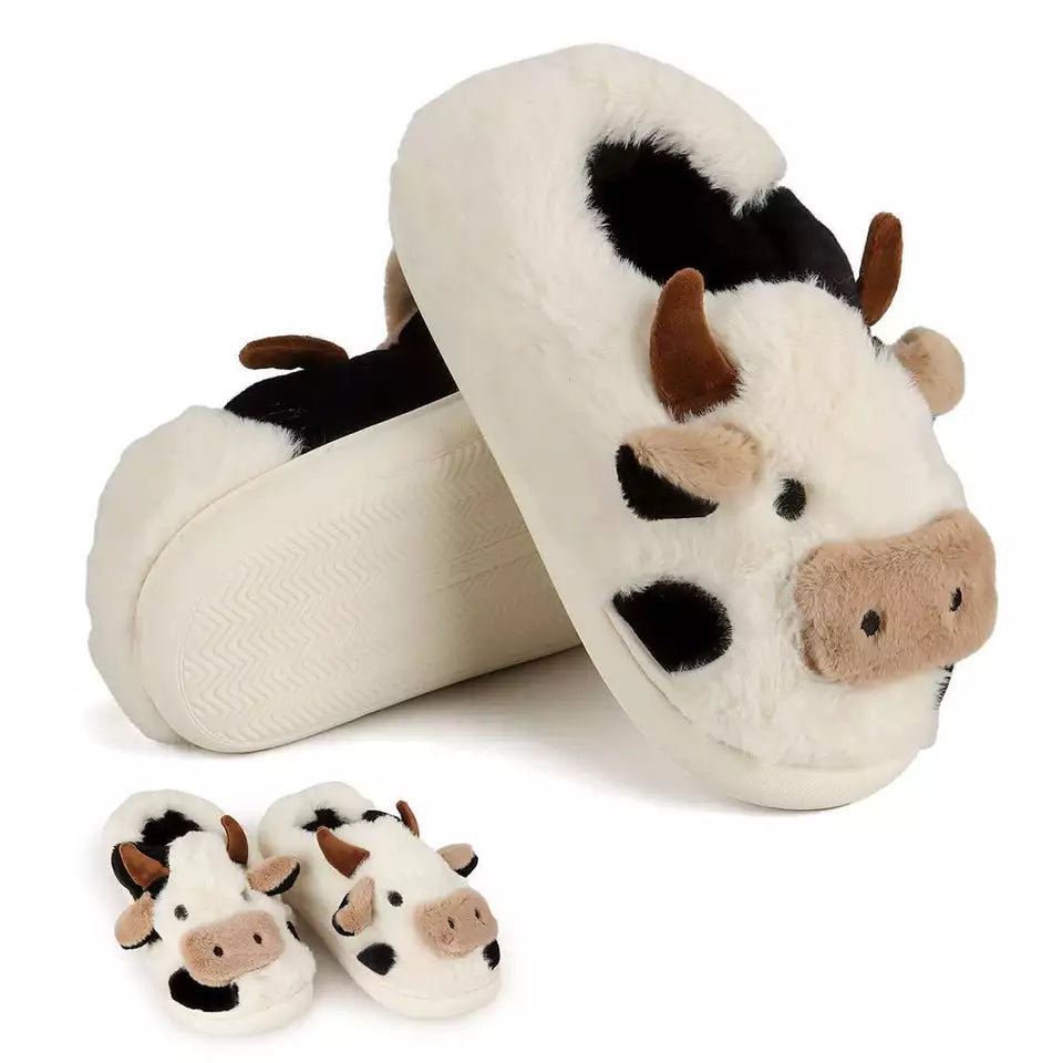 Cartoon Cow Plush Slippers
