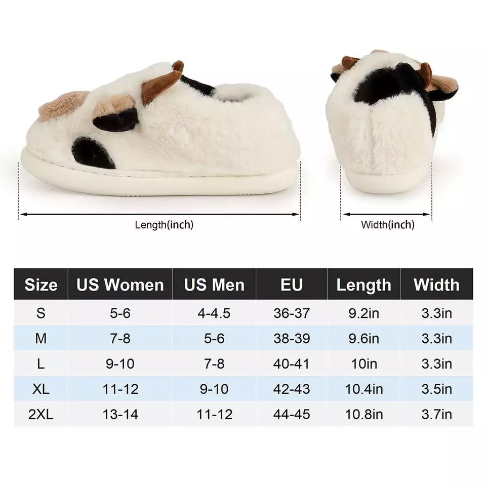 Cartoon Cow Plush Slippers