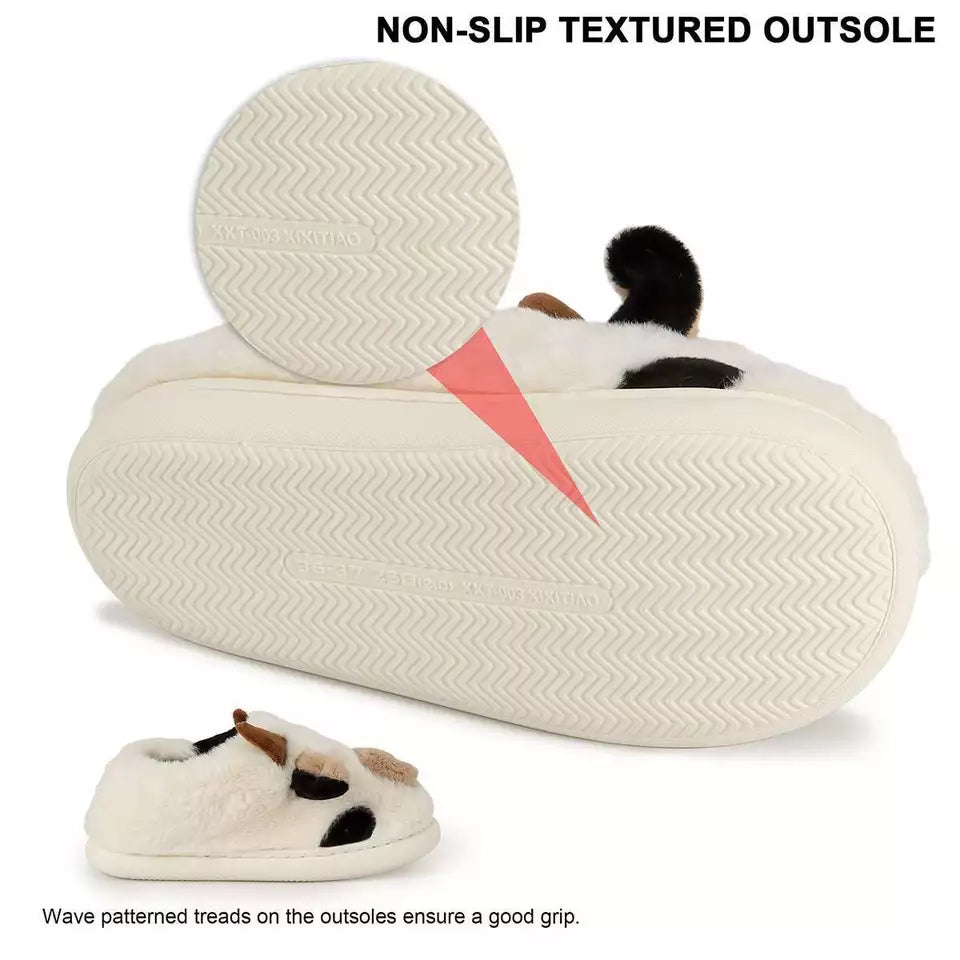 Cartoon Cow Plush Slippers