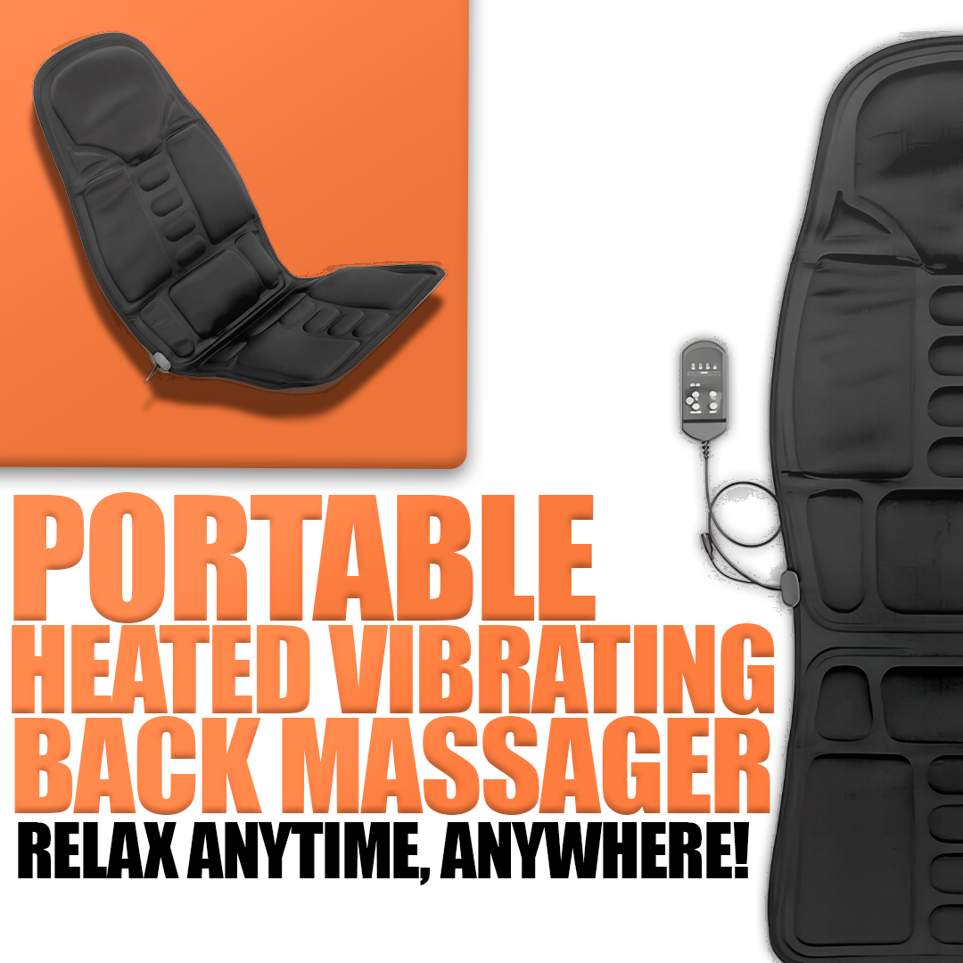 Portable Heated Vibrating Back Massager - Massage Chair Pad for Home Office Car Use