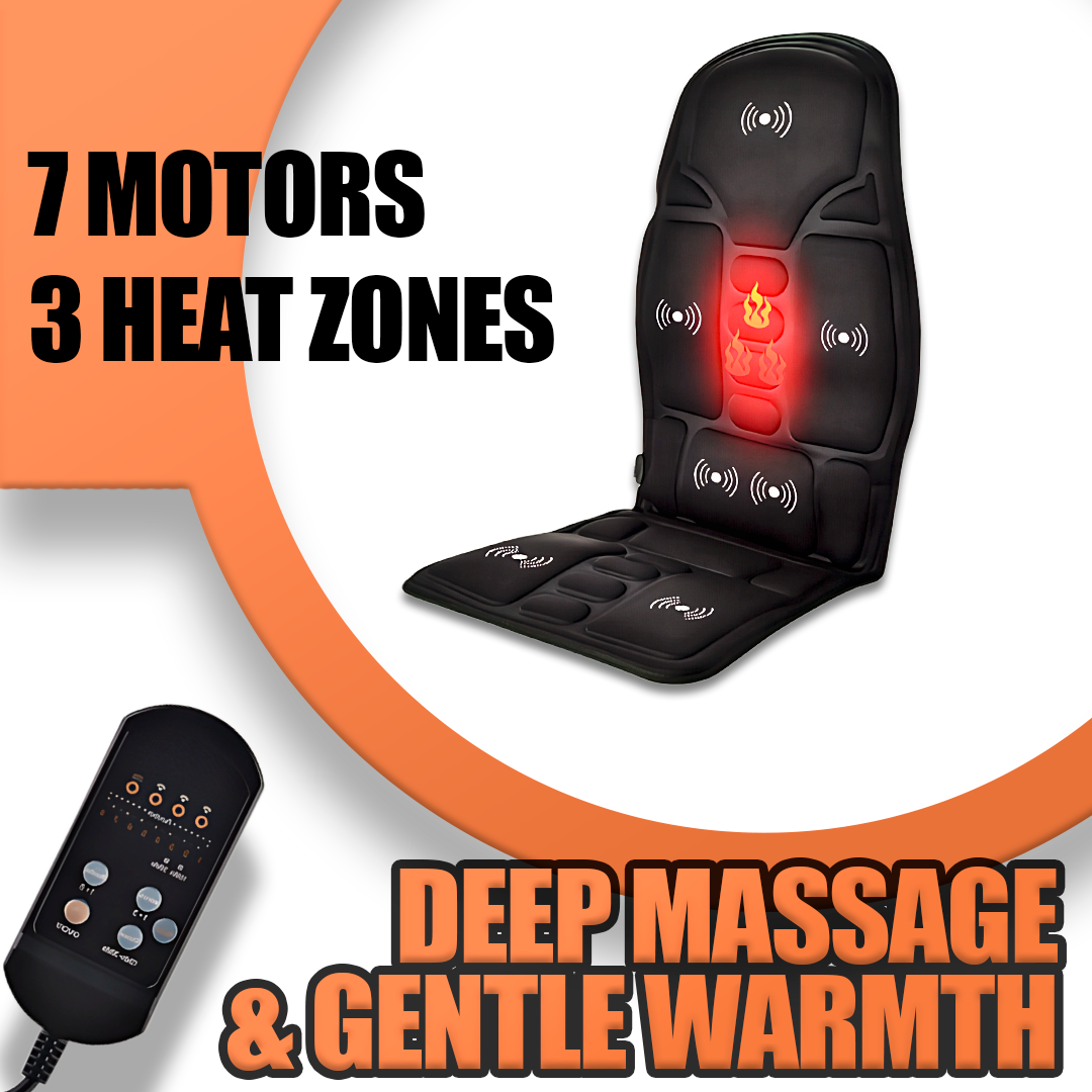 Portable Heated Vibrating Back Massager - Massage Chair Pad for Home Office Car Use