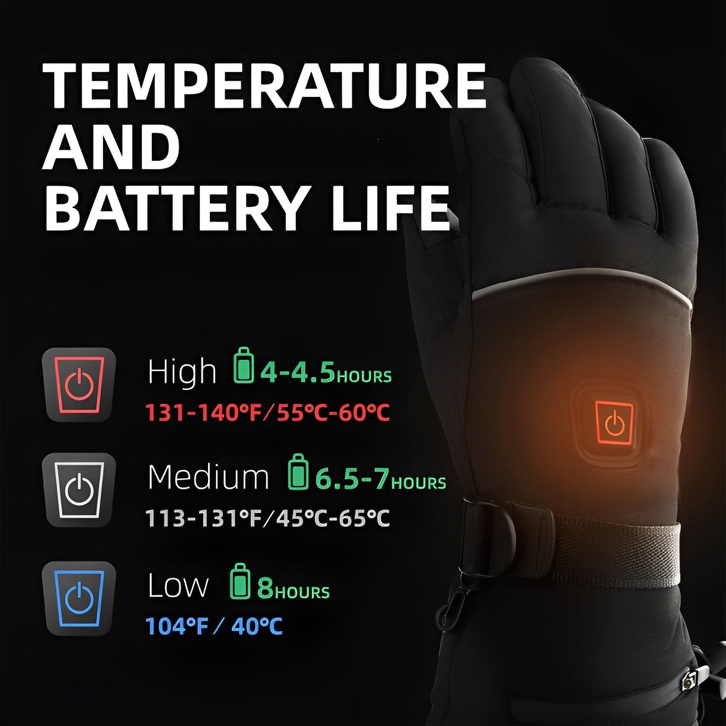 Heated ski gloves heated work gloves rechargeable USB charging