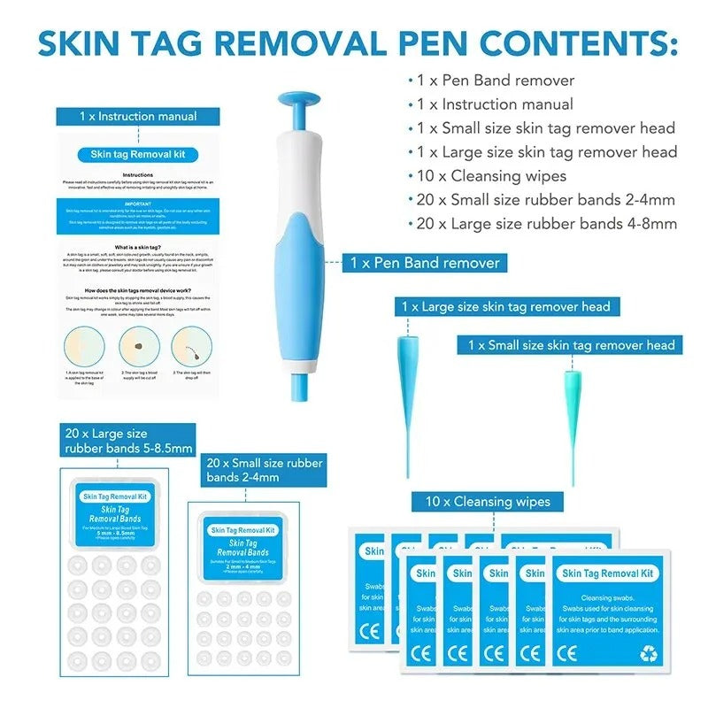 Complete skin tag removal kit contents tools applicator natural formula treatment included