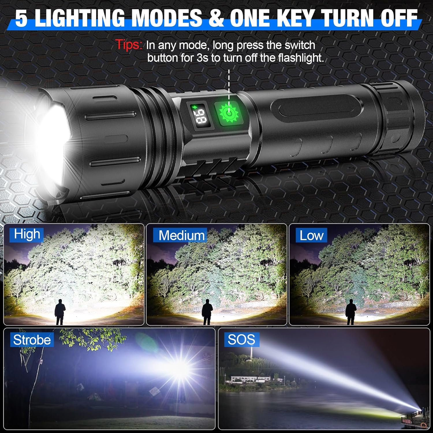 High powered flashlight LED torch compact tactical grade