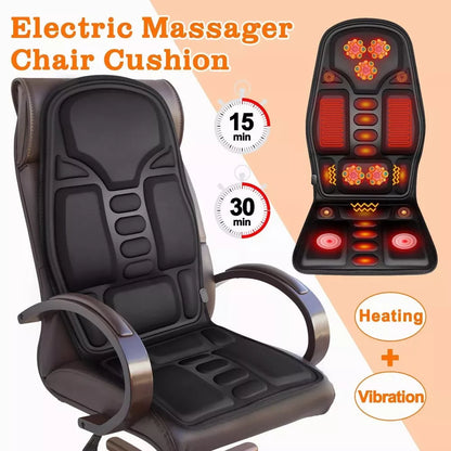 8 Mode Massage Chair Pad With Heated Back Neck Cushion For Car & Home