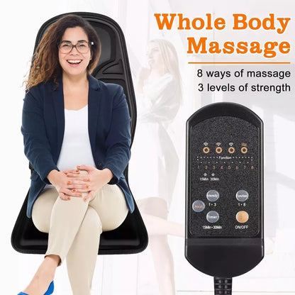 8 Mode Massage Chair Pad With Heated Back Neck Cushion For Car & Home