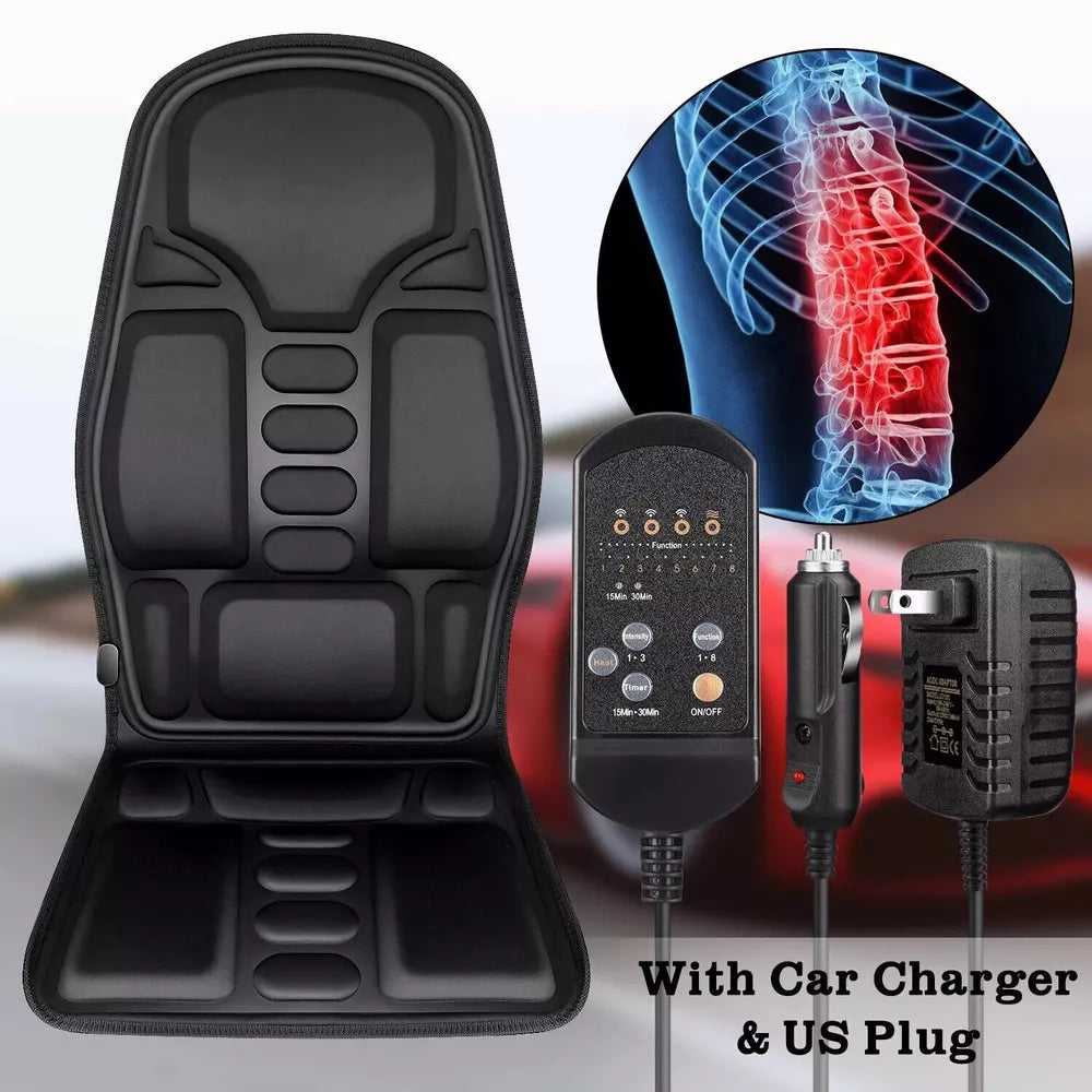 8 Mode Massage Chair Pad With Heated Back Neck Cushion For Car & Home