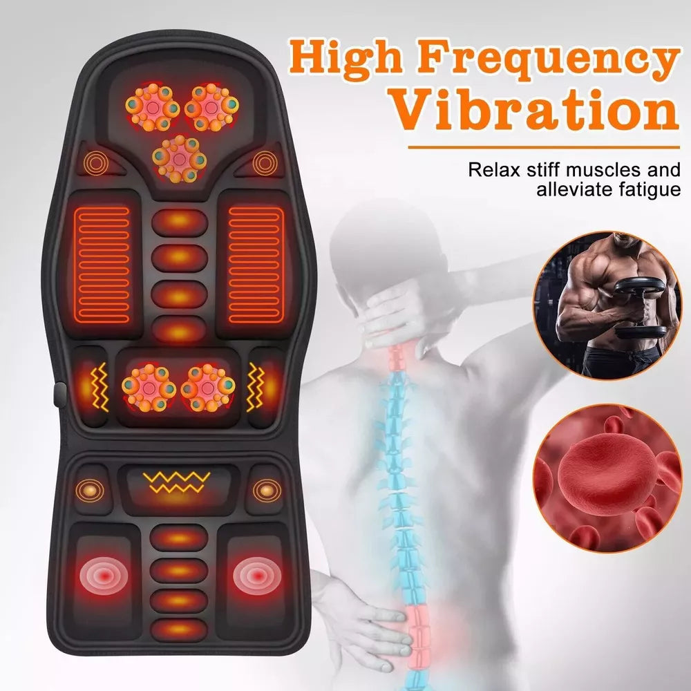 8 Mode Massage Chair Pad With Heated Back Neck Cushion For Car & Home