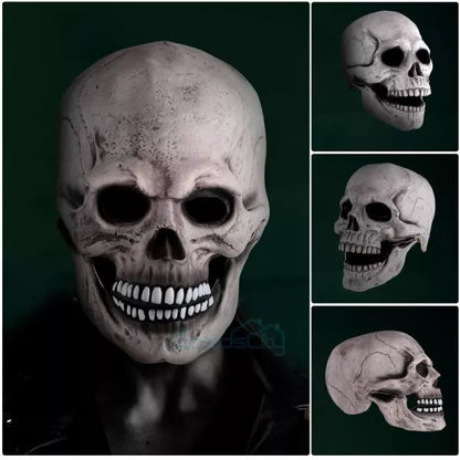 Movable Jaw Realistic Full Head Skull Mask - Human Skeleton Mask for Halloween Party